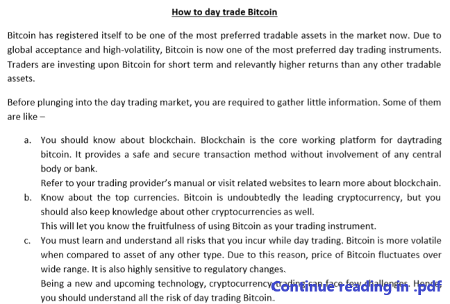 How to Day Trade Bitcoin