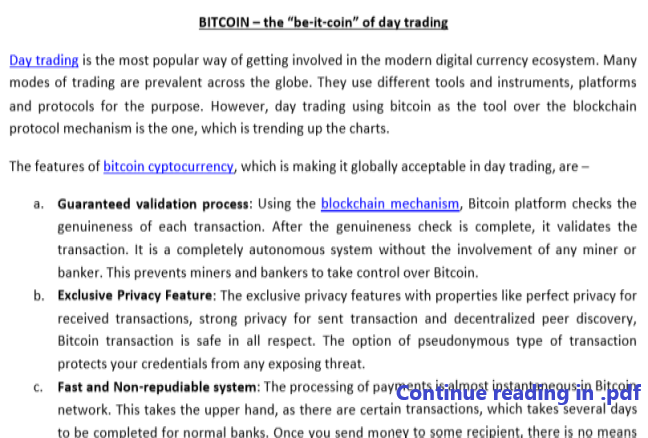 BITCOIN – the “be-it-coin” of day trading Day