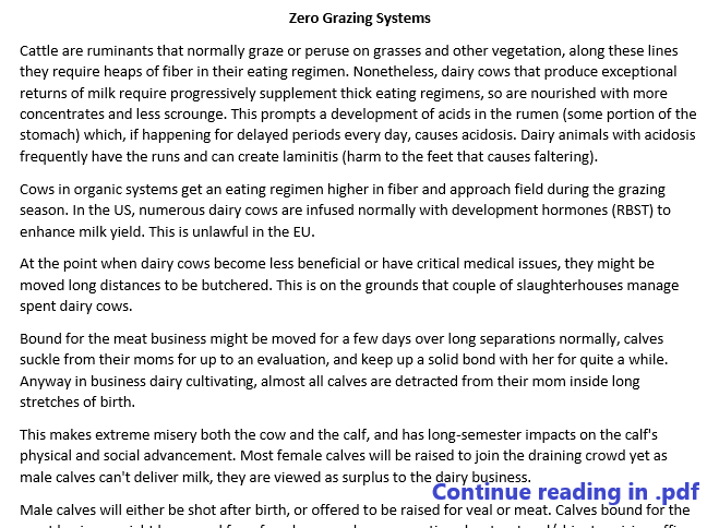 Zero Grazing Systems