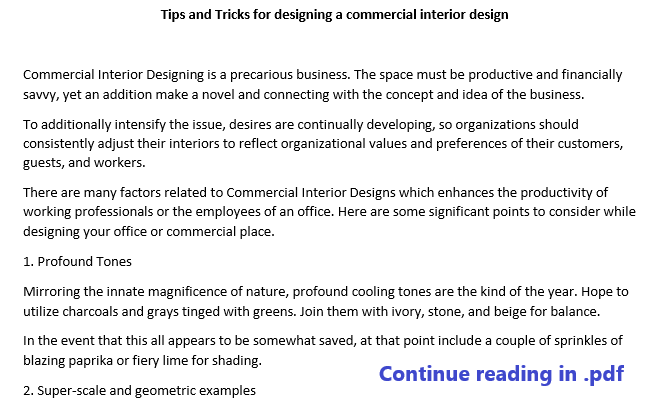 Tips and Tricks for Designing a Commercial Interior Design