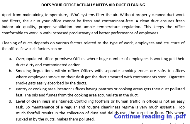 Does Your Office Actually Needs Airduct Cleaning